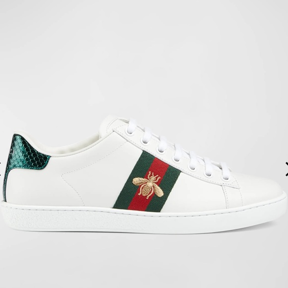 Gucci White and Green Sneakers with Signature Design - Picture 1 of 5